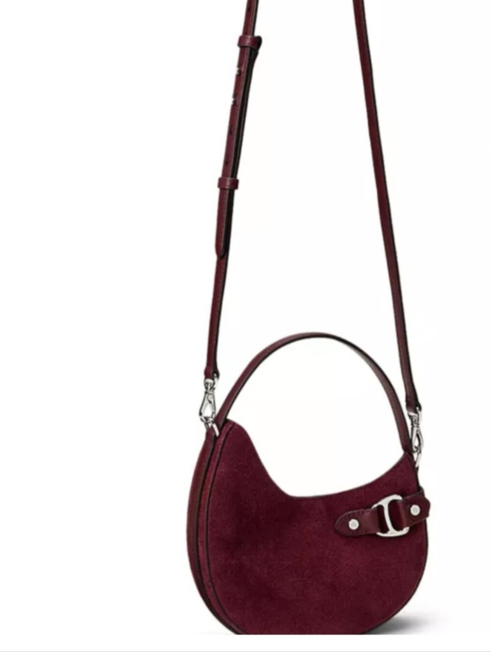 Lauren Ralph Lauren Suede Small Tasha Crossbody Bag Burgundy NWT